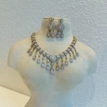 Radiant Cystal Stone AD Droplet Necklace