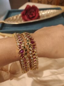 Traditional Kundan & Ruby-Style Bangle Set 2
