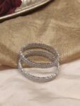 Silver Finish Diamond-Style Stackable Bangles Set of 2