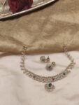 Antique Finish AD Polki Necklace Set with Multicolor AD Stone
