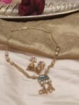 Antique Finish Kundan Bridal Necklace Set with Emerald & Ruby Stone