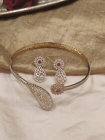 Antique Finish AD Open Necklace with Ruby AD Stones