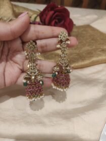 Exquisite Droplet Ruby Stone Jhumka
