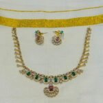 Elegant Green Ruby Ad Stone Necklace