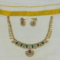 Elegant Green Ruby Ad Stone Necklace