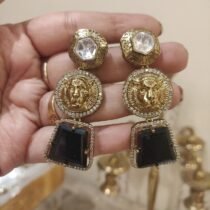 Radiant Lion’s Pride Black Gemstone Earrings