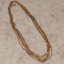 Exquisite Multilayer Golden Chain With Green AD Stone