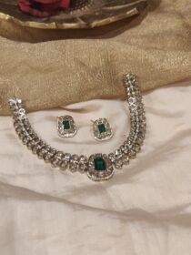 Graceful Crystal Stone Necklace With Green AD Stone