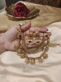 Regal 2 Layer Bridal Choker With White Beads