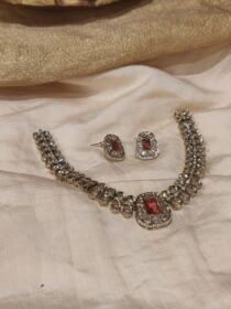 Brilliant Crystal Stone Necklace With Ruby AD Stone