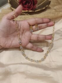 Sparkling Golden CZ Short Necklace