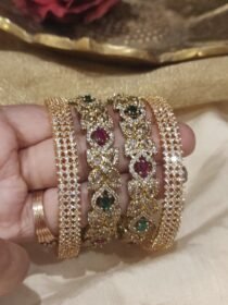 Sophisticated Crytsal Floral Bangles Combo Set