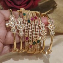 Brilliant Floral Green Ruby Bangles Combo