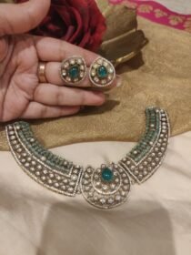 Majestic Crytsal Floral Mint Stone Choker