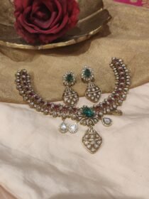 Elegant Mint Ruby AD Stone Necklace