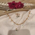 Dazzling Ruby Green Stone Flroal Golden Chain