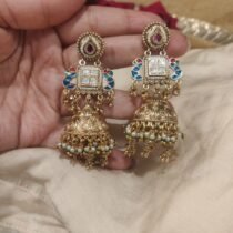 Refined Peacock Jhumka With Golden Beads