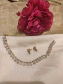 Radiant Sought Crystal AD Floral design with pearls Short Necklace