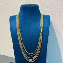 Exquisite Multilayer Golden Chain With Green AD Stone