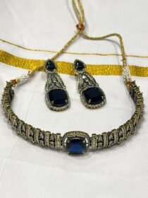 Sapphire Majesty Choker & Earrings Set