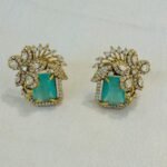 Dazzling Lustrous Mint stone and ad stone floral design earring