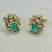 Dazzling Lustrous Mint stone and ad stone floral design earring