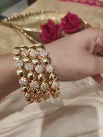 Elegant Round AD Stone Golden Round Bangle Set of 4