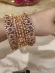 Radiant Ruby AD Stone Bangles Combo Set