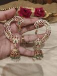 Elegant Floral Crystal Ruby Stone Jhumka