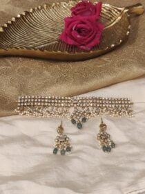 Ornate AD Stone Floral Droplet Choker