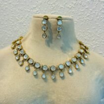 Sparkling Kundan Stone Droplet Necklace