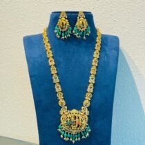 Timeless Temple Long Necklace with Green Beads