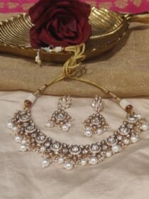 Kundan Stone Choker with White Beads