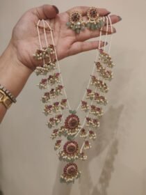 Exquisite 3 Layer Handcrafted Floral Ruby Necklace