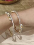 Alluring AD Stone Bangles With White Pearl