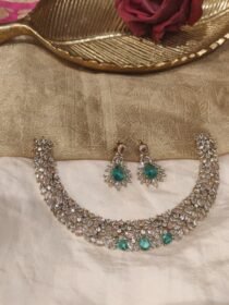 Sparkling AD Stone Floral Mint Choker