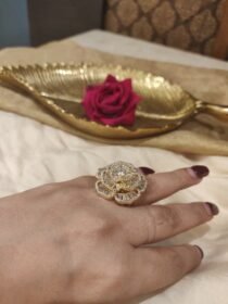 Blooming Brilliance: Rose-Inspired CZ Statement Ring