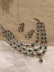 Green AD Stone 3 Layer Necklace